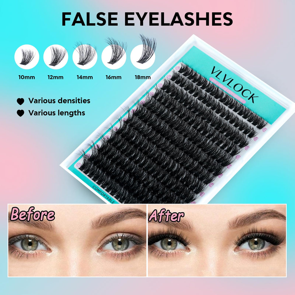 VLVLOCK all-in-one DIY lash kit with glue and tools for easy at-home use.