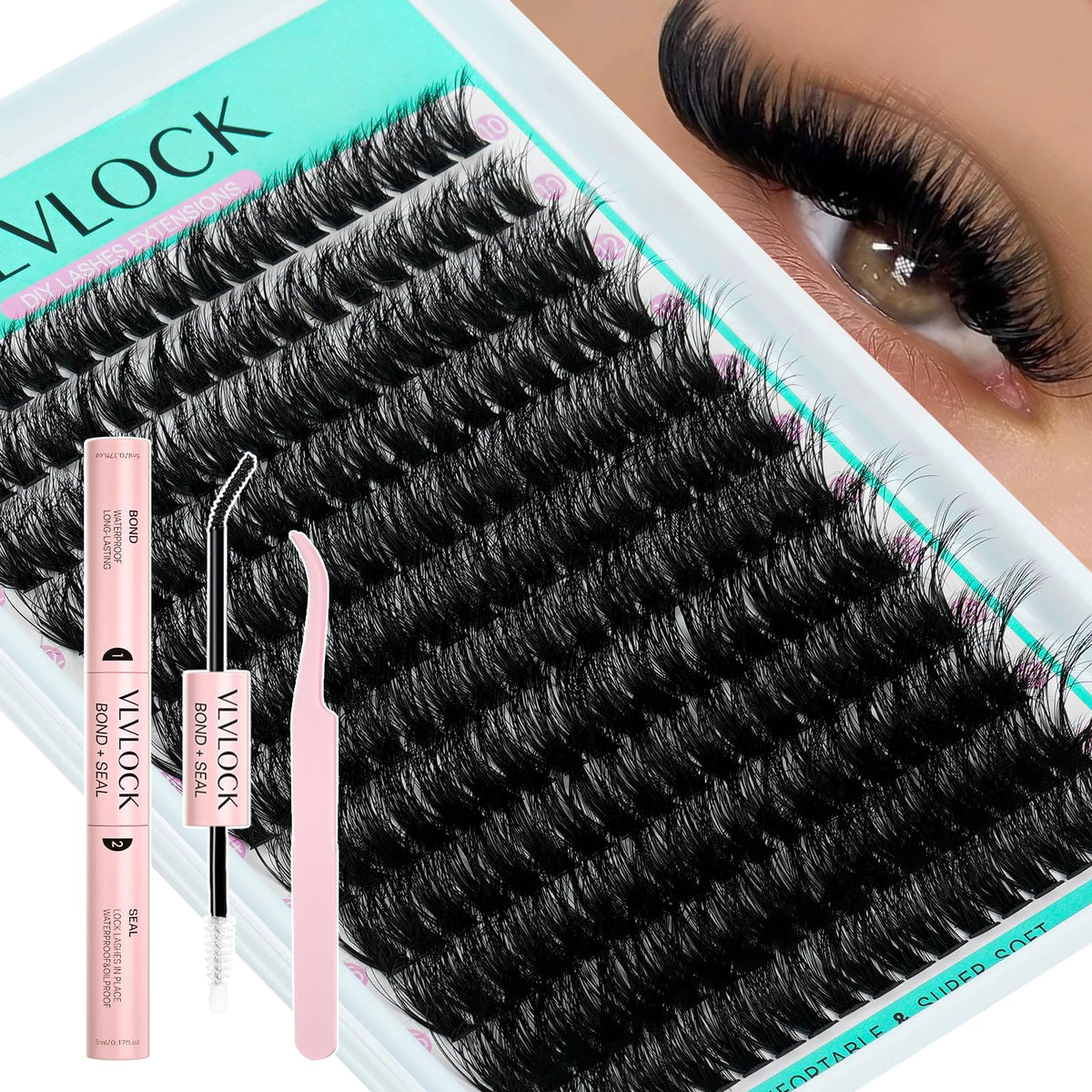 VLVLOCK lash clusters 80D thick volume for bold, natural-looking enhancement.