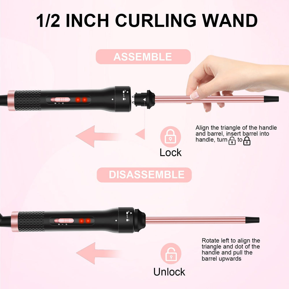 Vnina Professional half-inch curling iron with heat glove ensures safe handling.