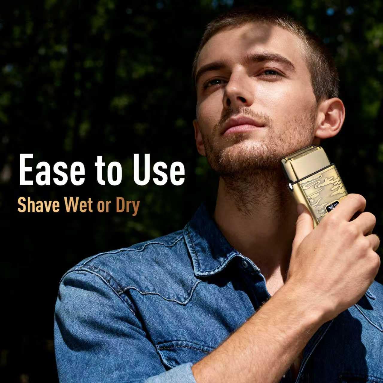 VNTGSHAVER bright bronze finish on a premium electric razor