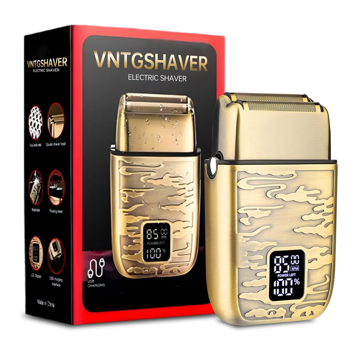 VNTGSHAVER foil head close-up for precise grooming results