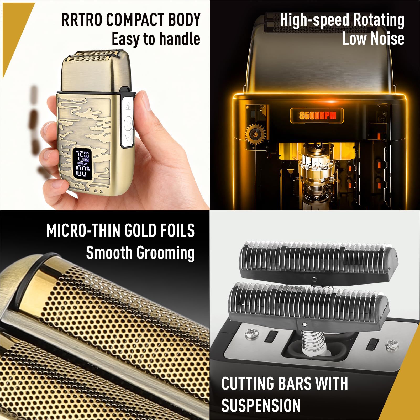 VNTGSHAVER IPX6 waterproof design for wet or dry shaving