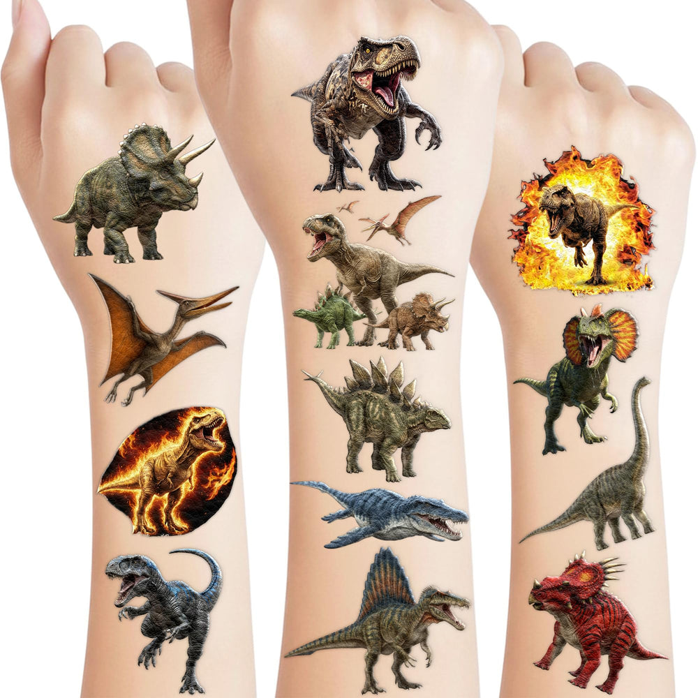 VNXCRAFTIES dinosaur tattoos 8-sheets collection for party fun