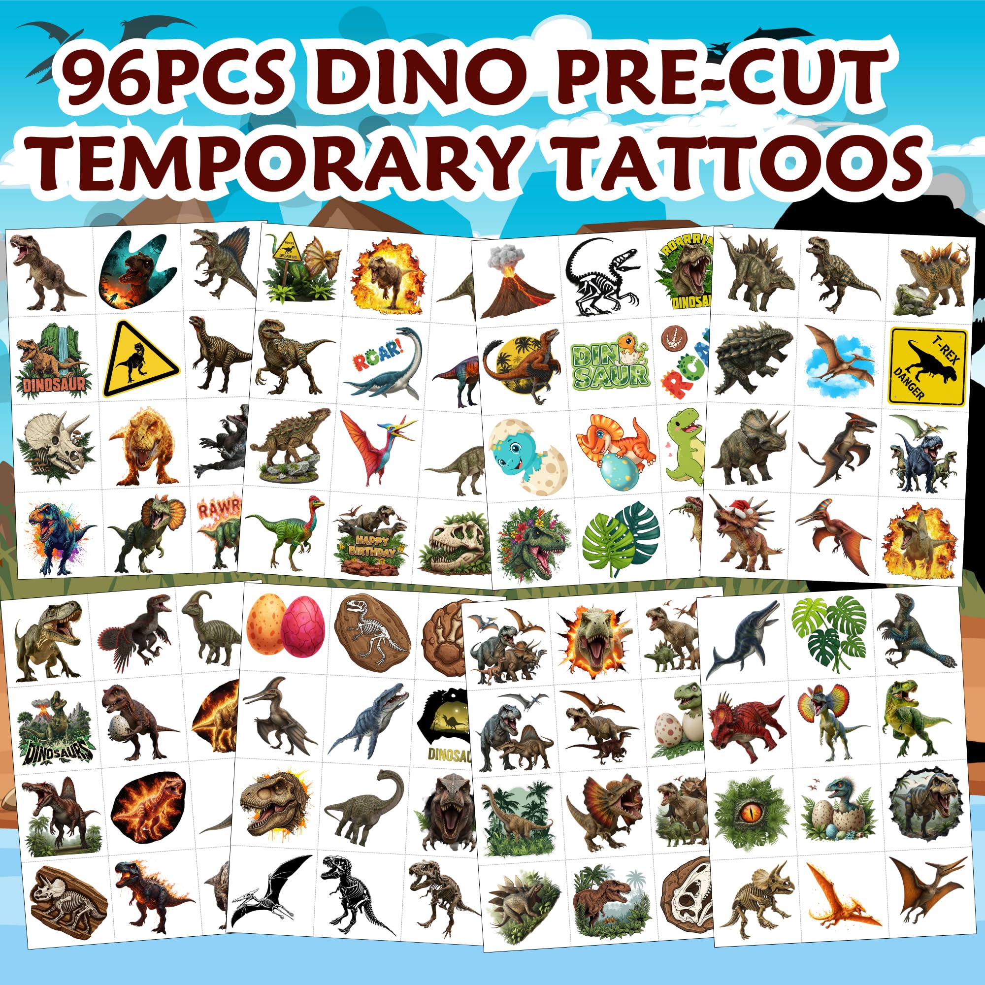 VNXCRAFTIES dinosaur tattoos party-favors for celebrations