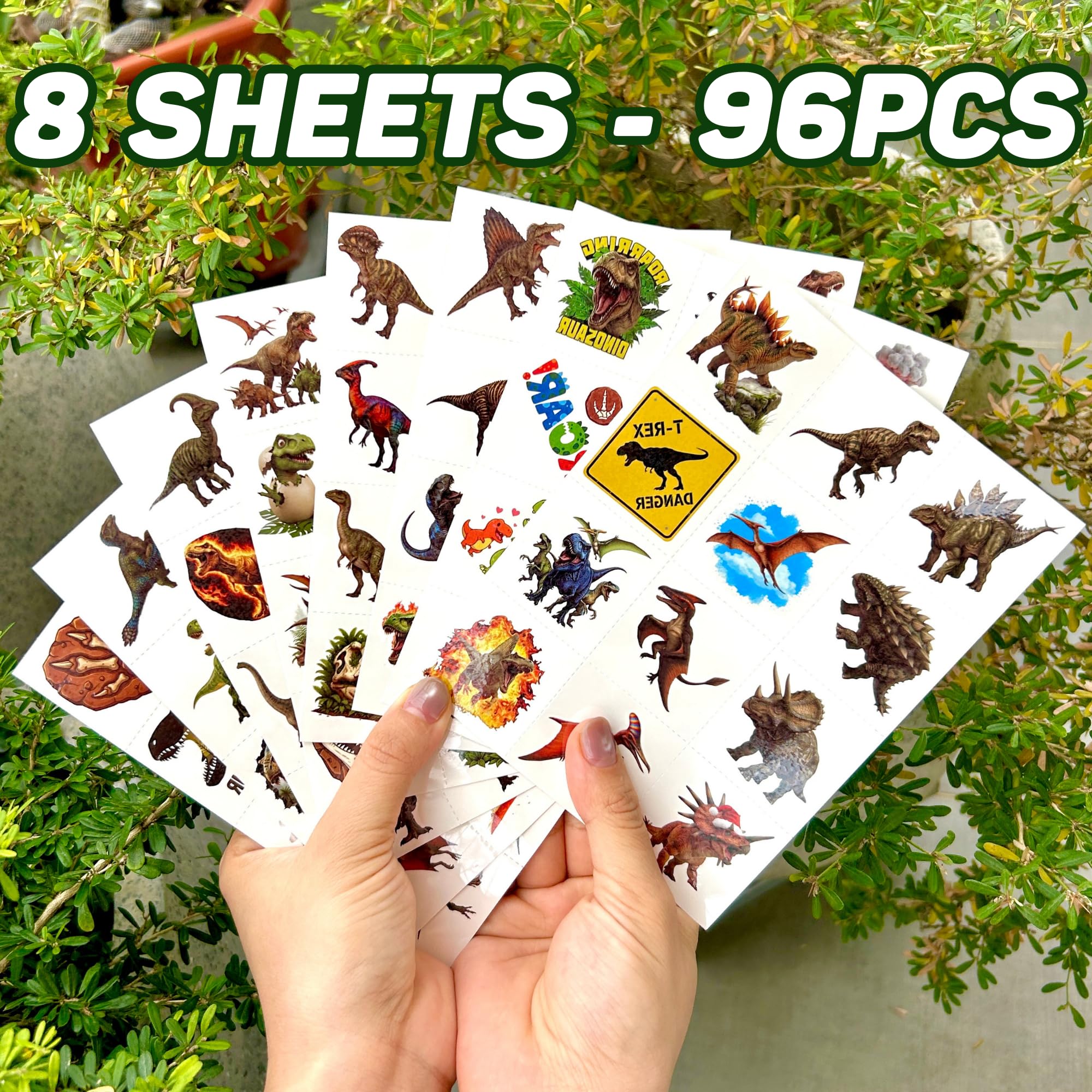 VNXCRAFTIES dinosaur tattoos pre-cut tear easily for quick use