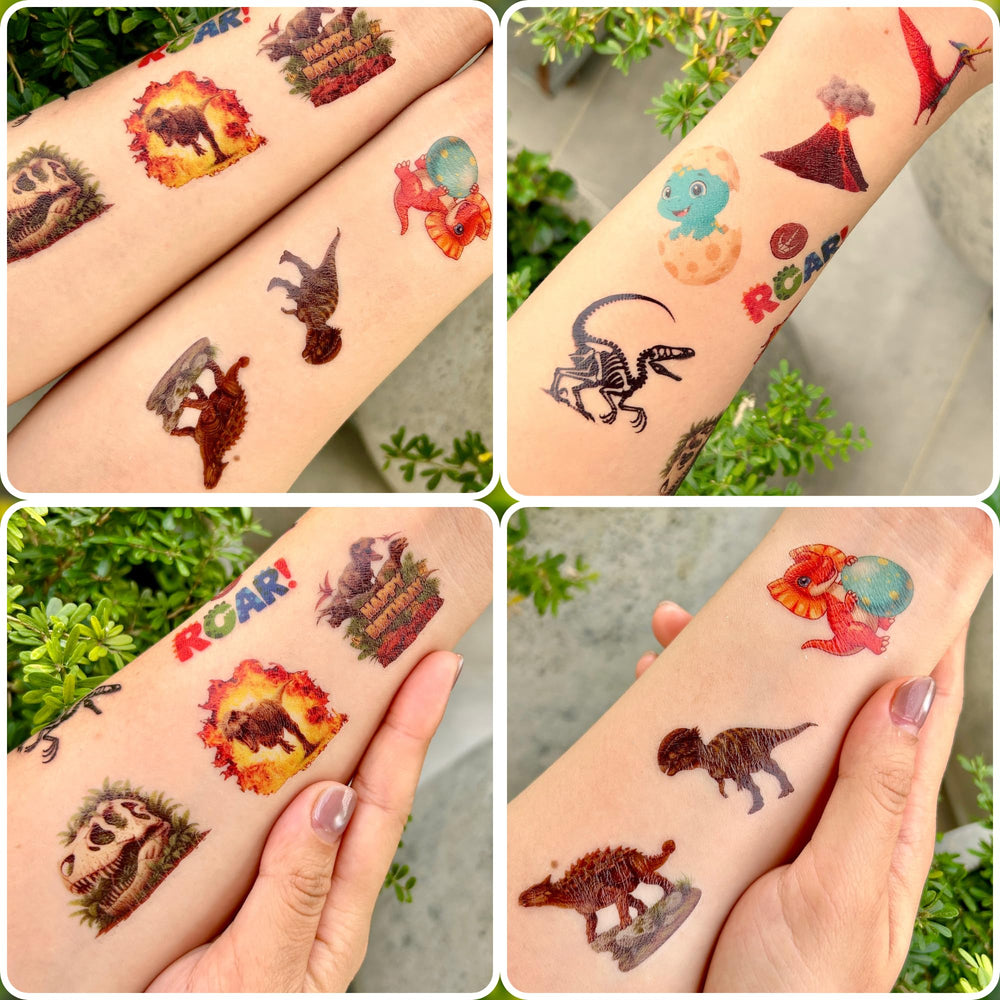 VNXCRAFTIES dinosaur tattoos water-application for easy sticking