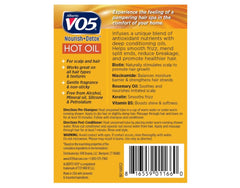 VO5 Hot Oil Therapy bottle close-up showing enriched formula.