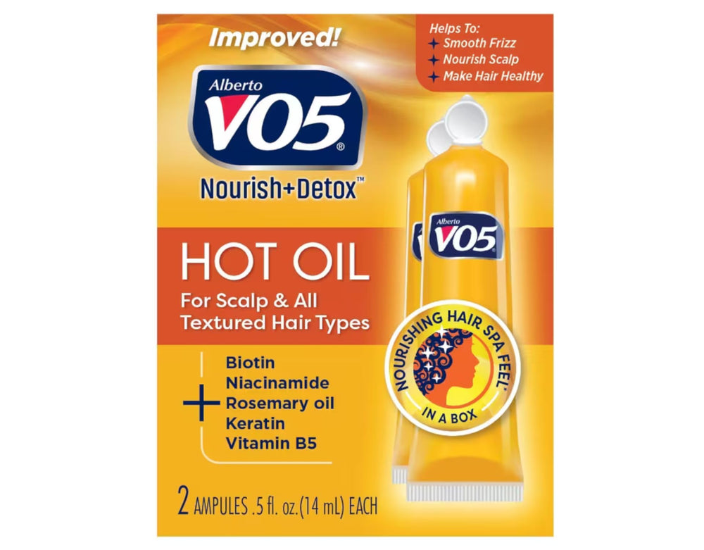 Alberto VO5 Hot Oil Therapy bottle provides a quick moisture boost.
