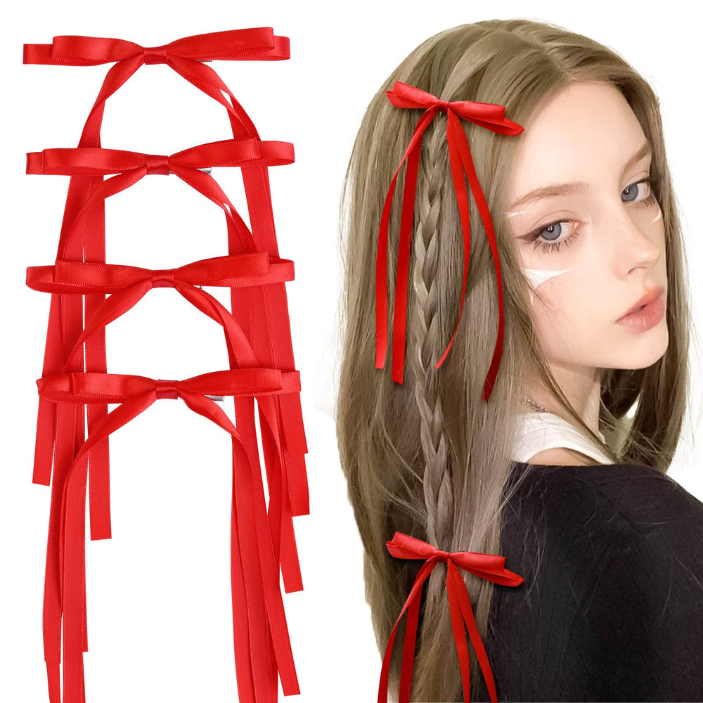 VOBOBE lazo satinado rojo en cabello para look diario elegante