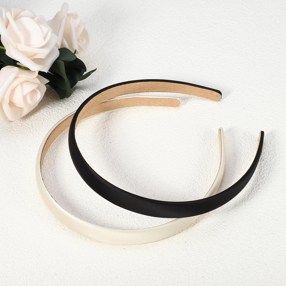 VOCOSTE 2-pack satin headbands beige and black for versatile color pairing