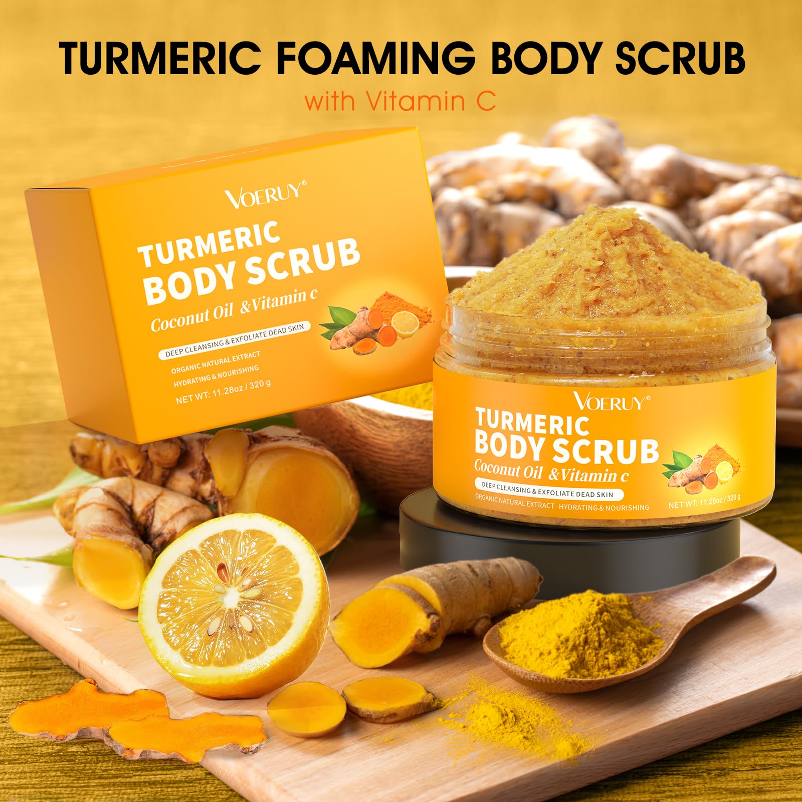 VOERUY exfoliante aroma cúrcuma energizante mejora la experiencia de spa en casa