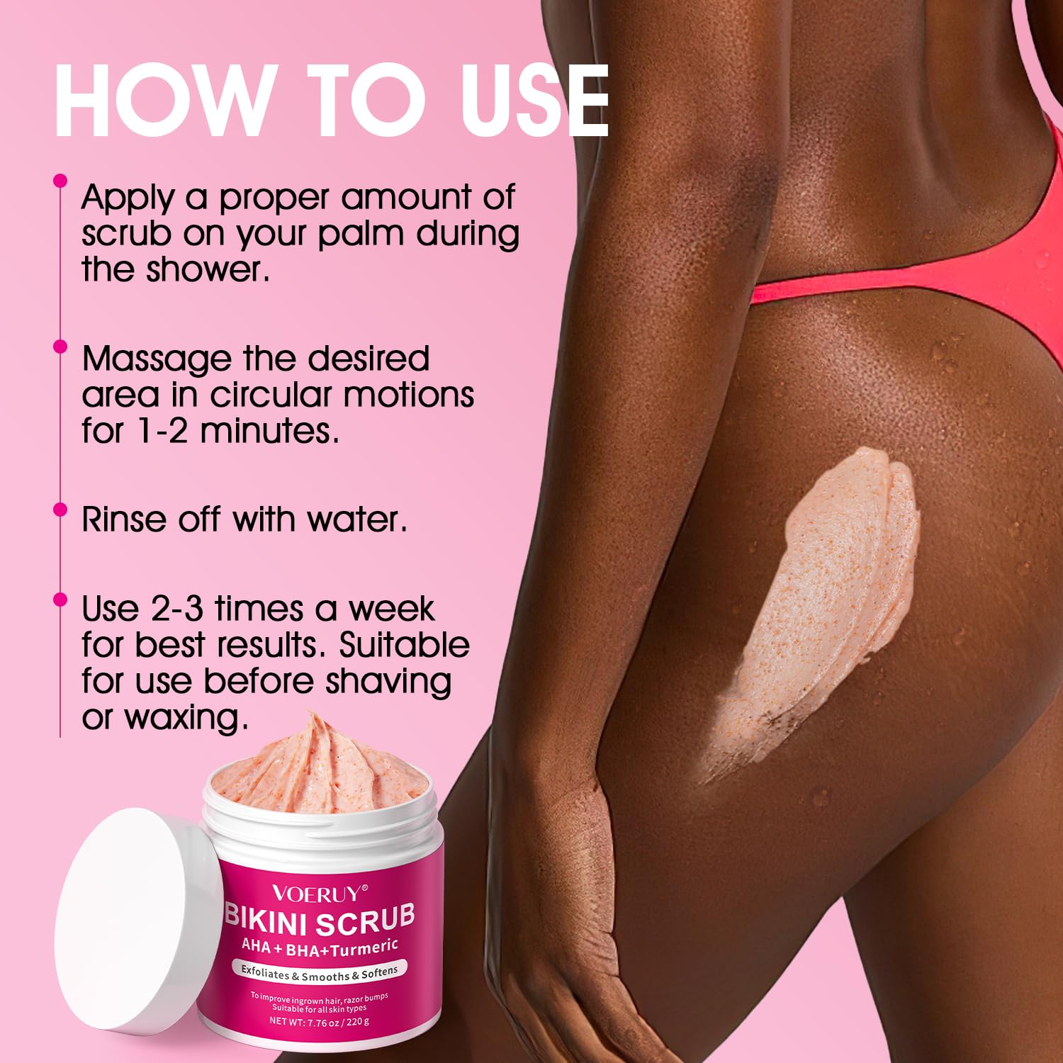 VOERUY exfoliante bikini reduce roces y ayuda con pelos encarnados