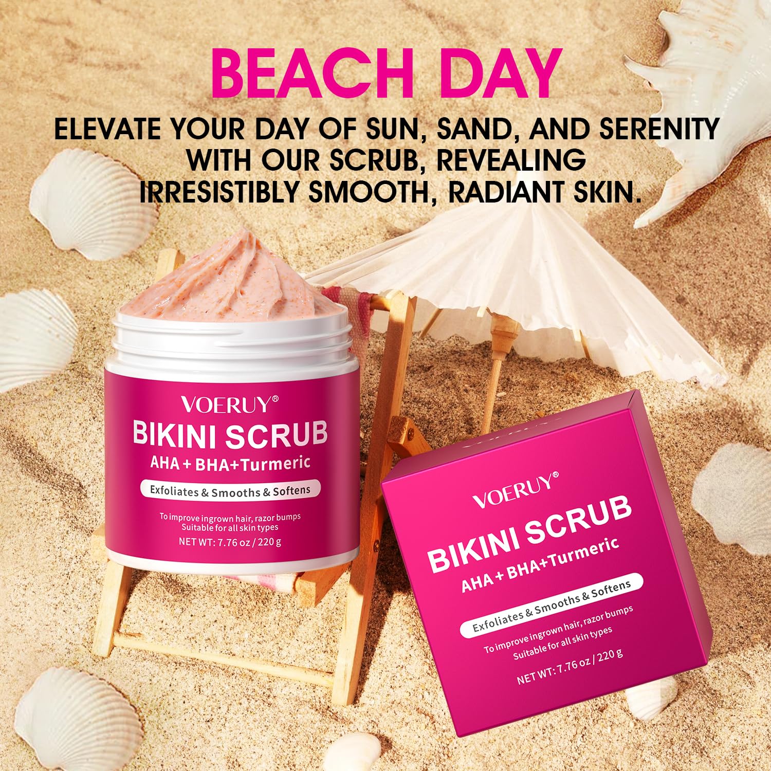 VOERUY exfoliante bikini con cúrcuma y vitamina C para tono uniforme