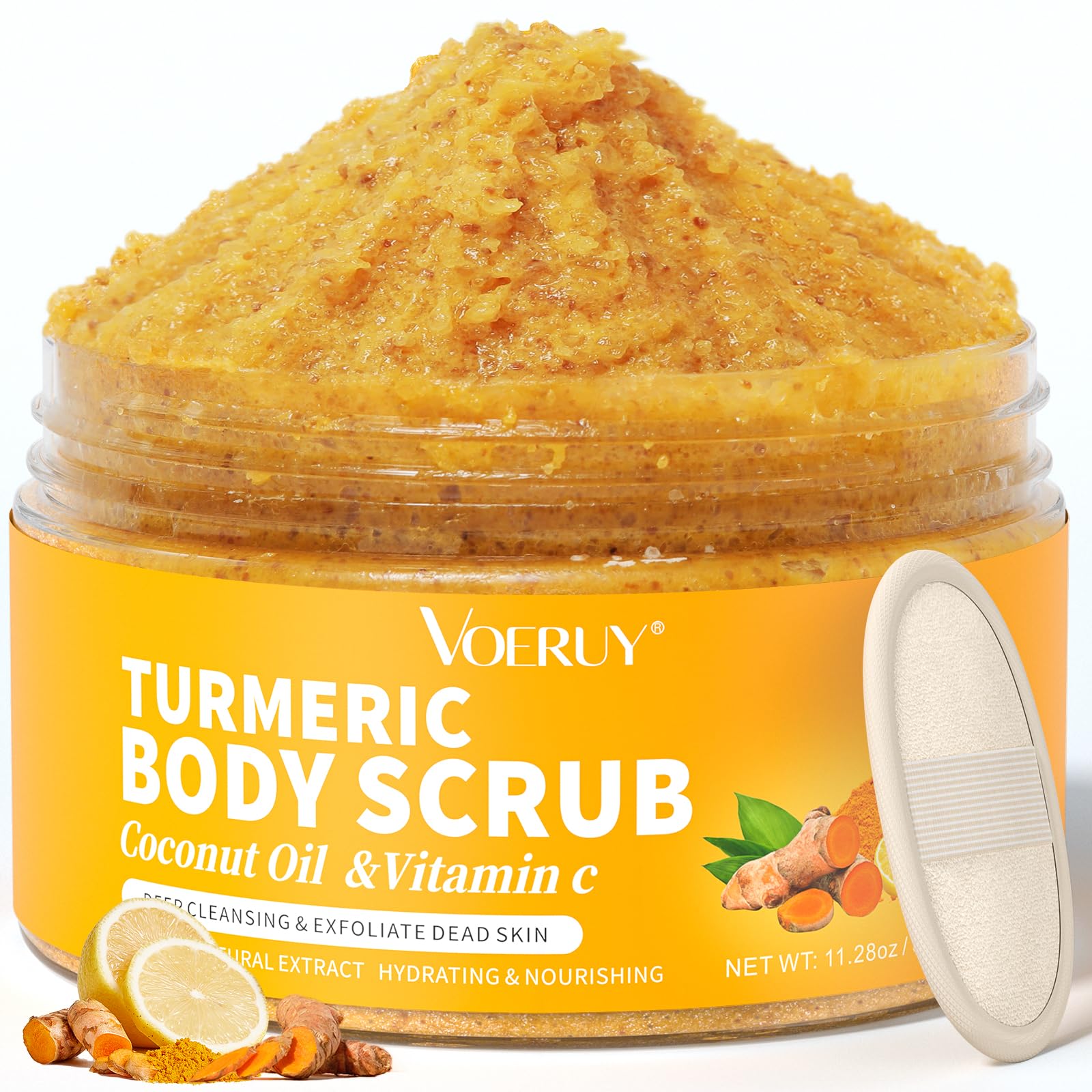 VOERUY exfoliante cuerpo cúrcuma aceite de coco suaviza e hidrata la piel