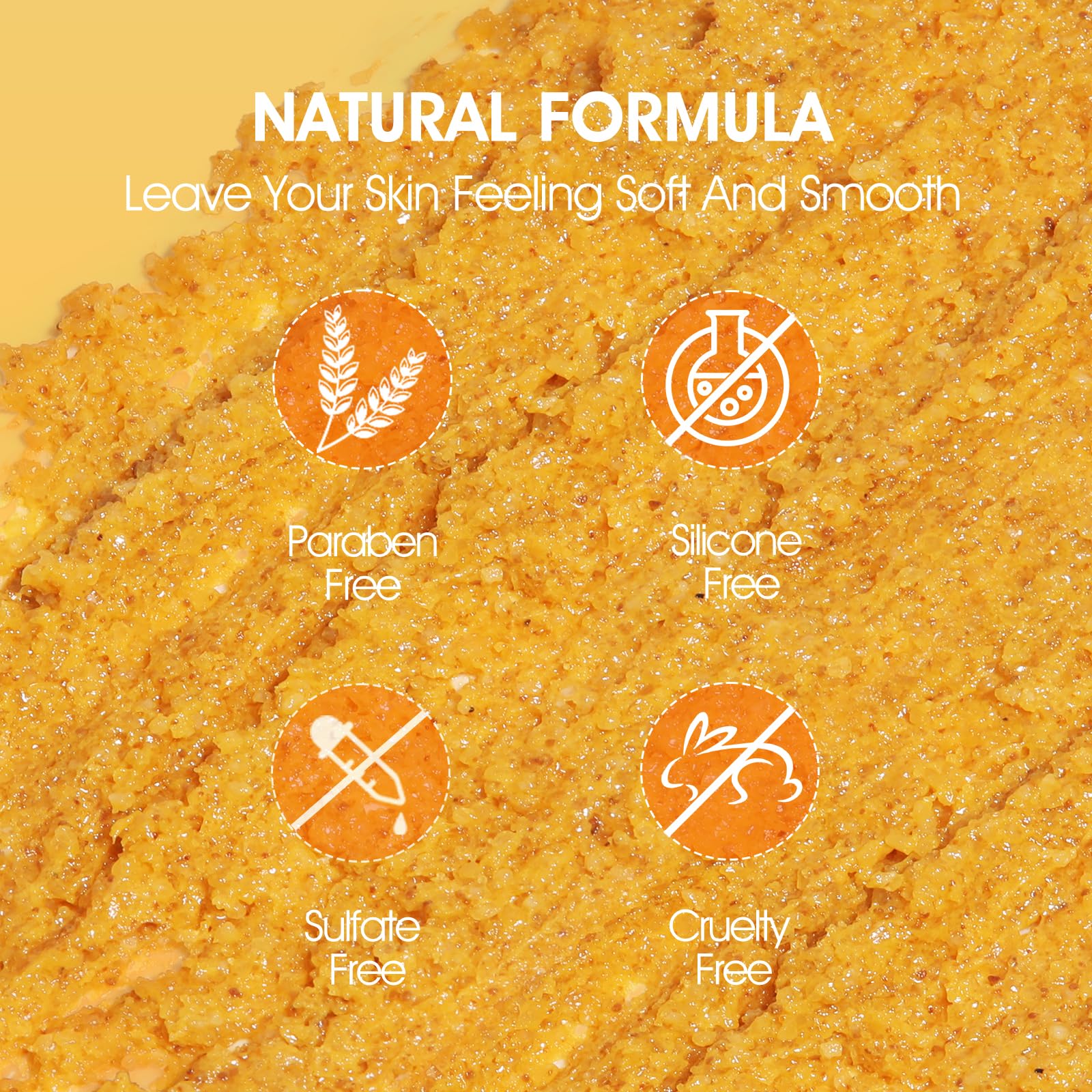 VOERUY exfoliante cuerpo cúrcuma textura suave deja piel aterciopelada y lista para hidratar