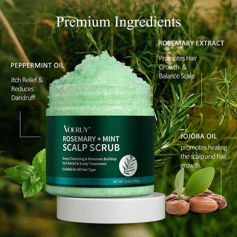 Ingredientes clave: romero, menta, sal marina y jojoba para el cuero cabelludo.