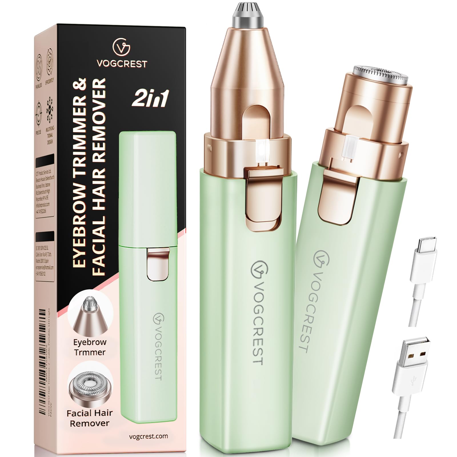 VOGCREST hair trimmer with rechargeable LED light for precise grooming.