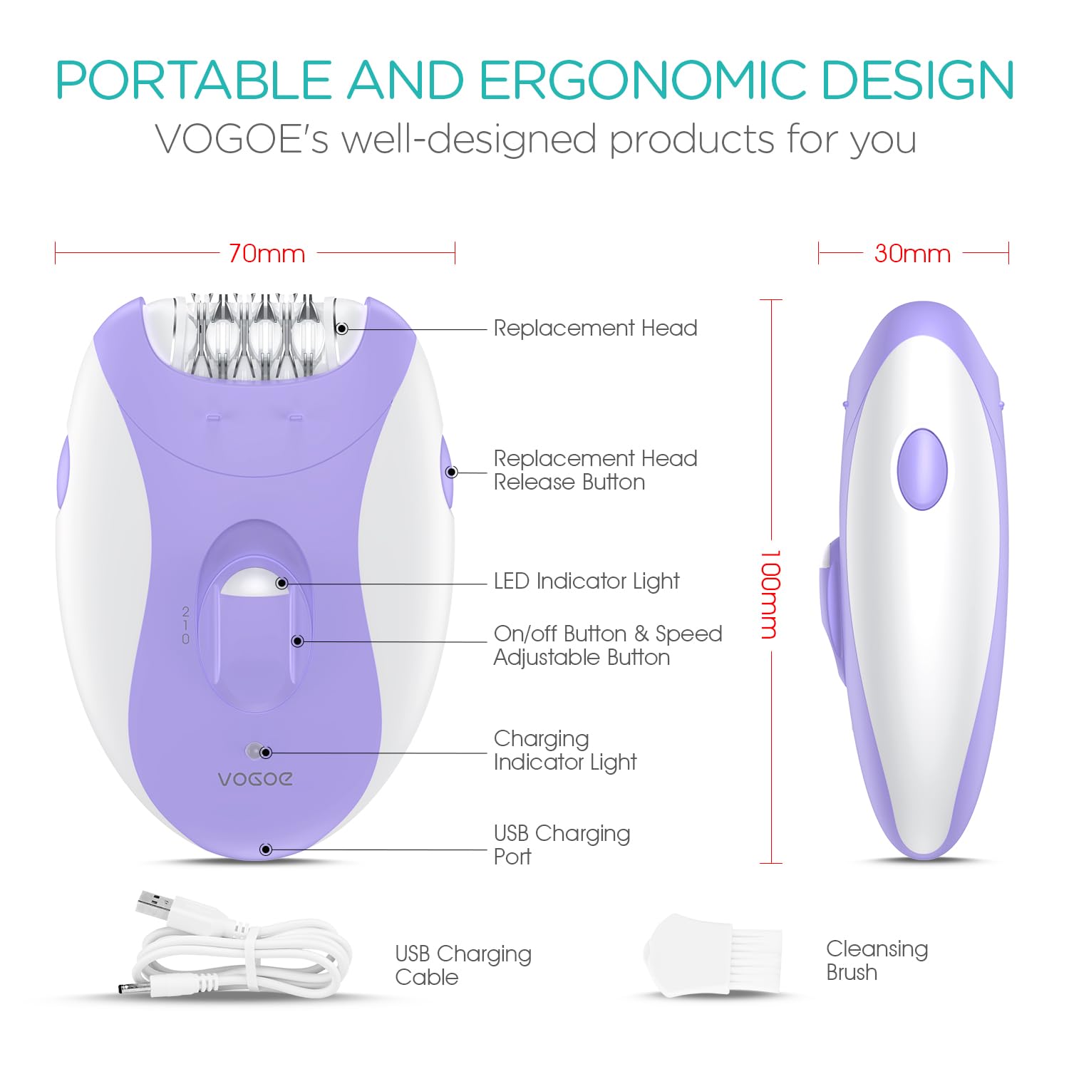 VOGOE-cordless-usb-rechargeable design for travel-friendly cordless grooming.