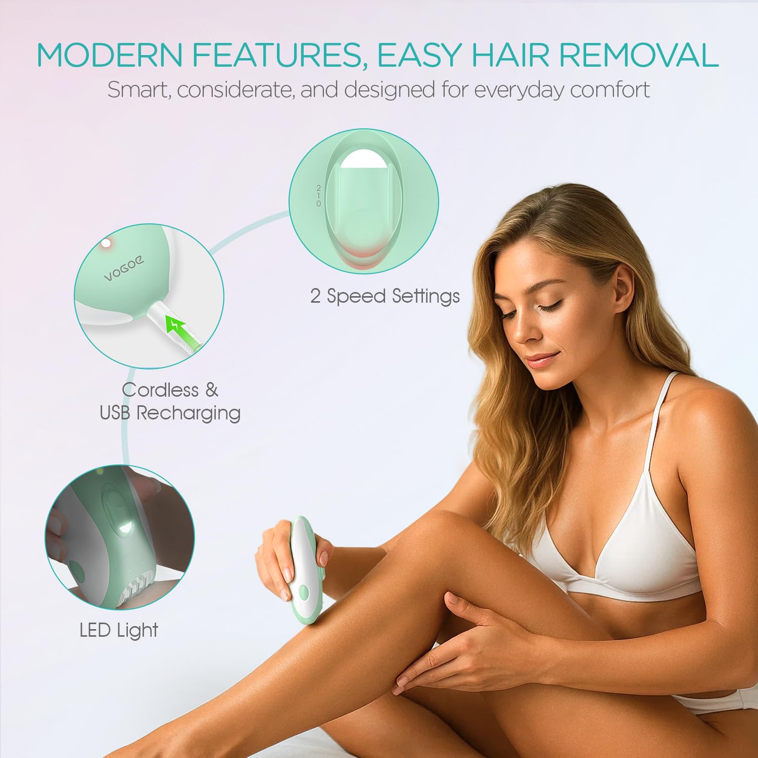 VOGOE Epilator callus remover head targets foot care at home