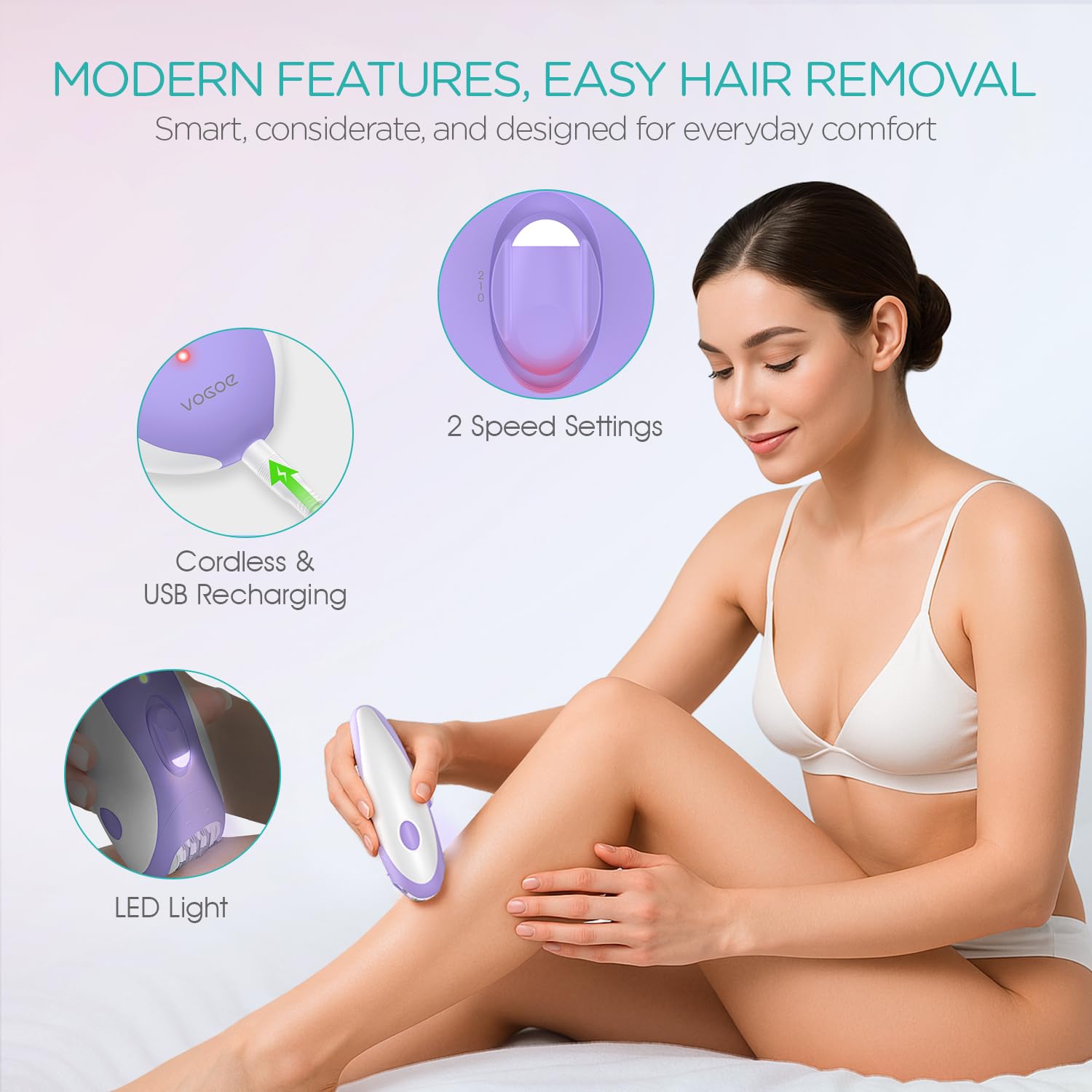 VOGOE-massage-roller-head soothes skin after epilation.