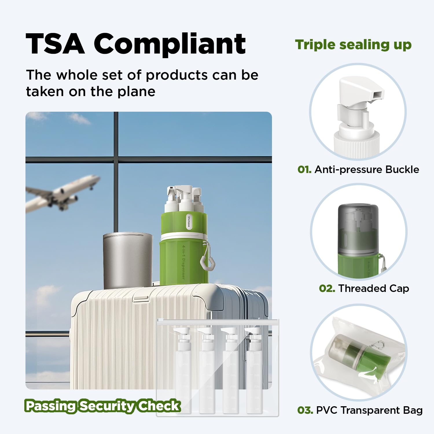 VOGOGE transparent leak-proof bag protects contents during transit.