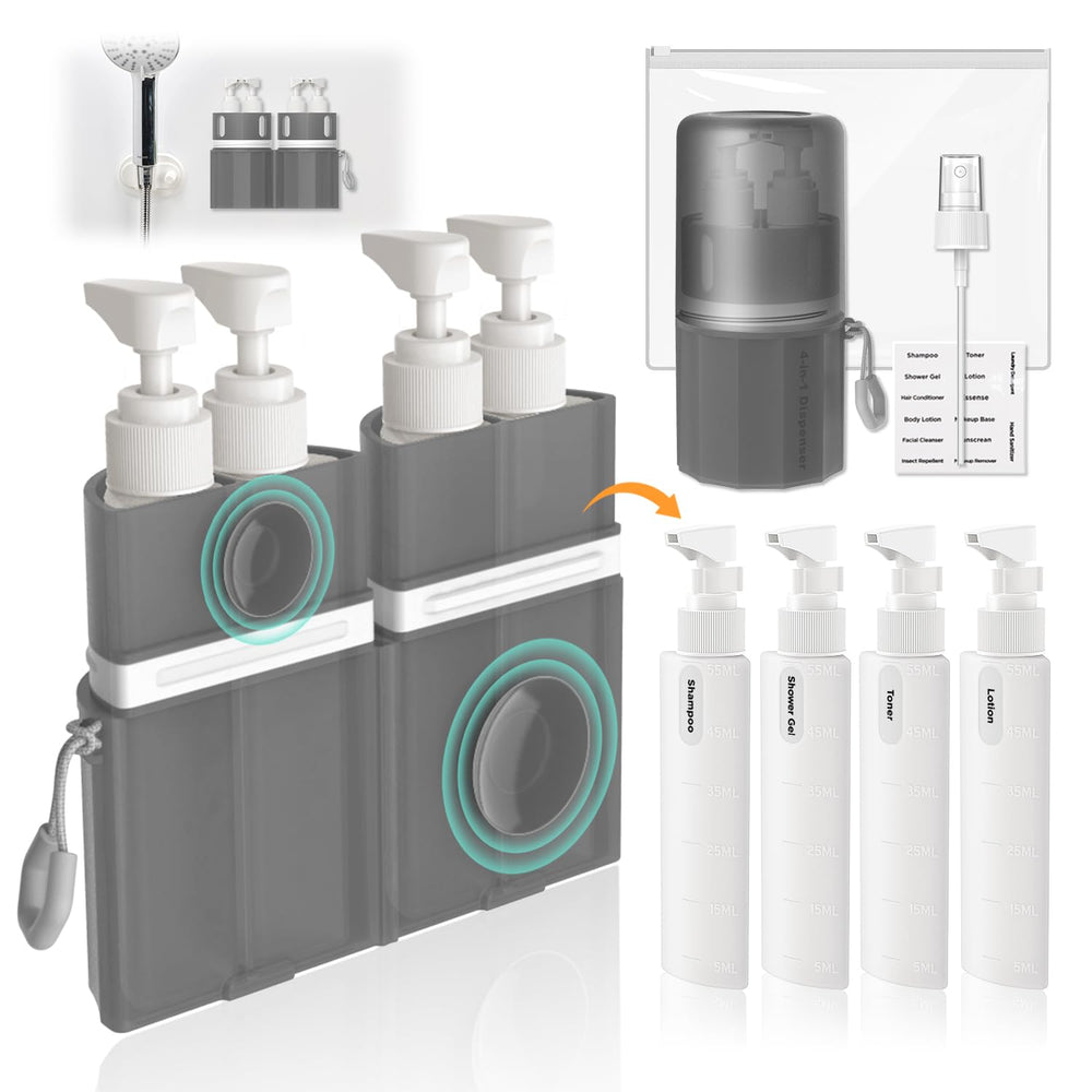 VOGOGE travel bottles with pumps for organized packing and easy dispensing.