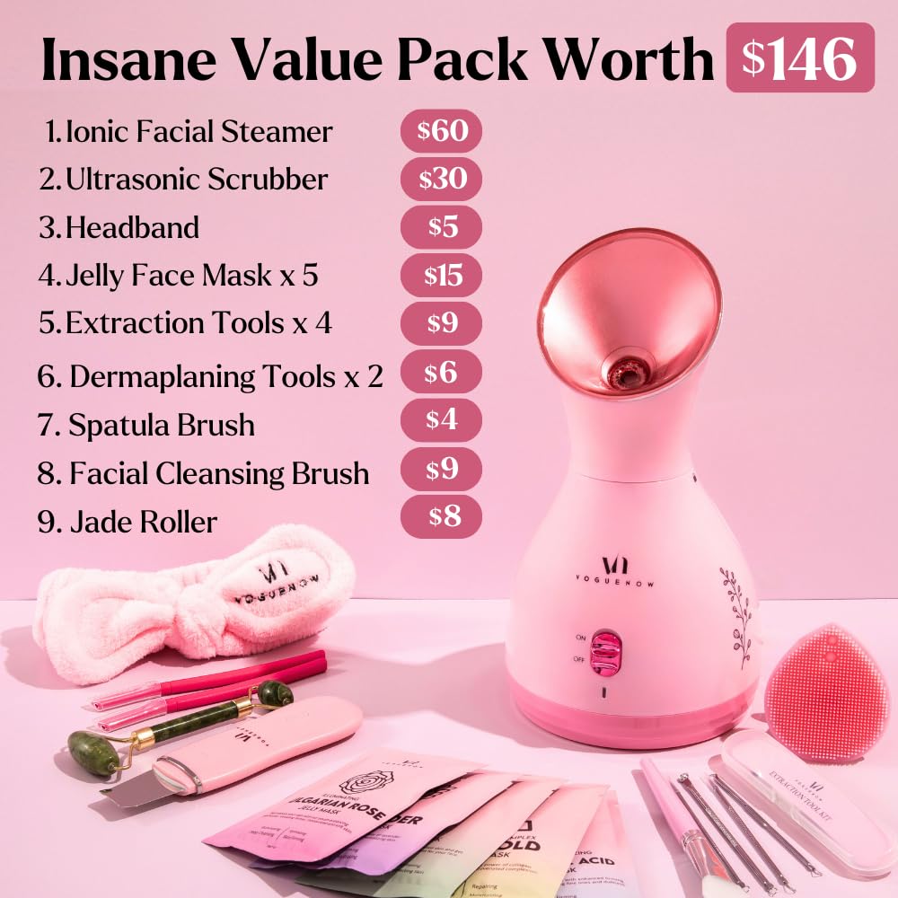 VogueNow nano-ionic steamer delivers finer mist for deeper cleanse.