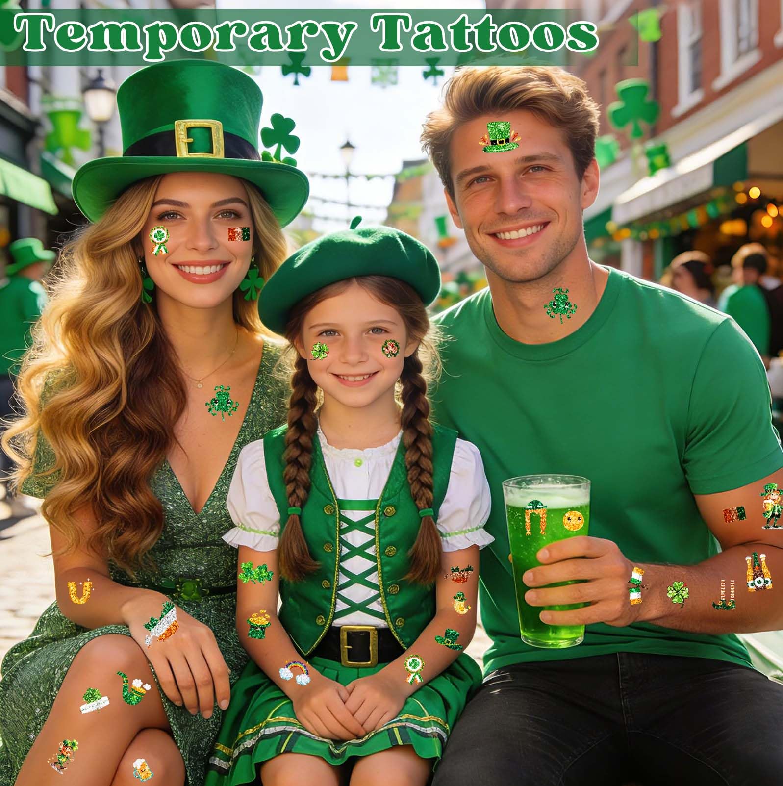 Voiiake tatuajes temporales verdes para cara y brazos