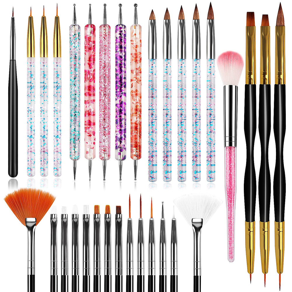 Voiluk 32-piece nail art brush set for versatile designs at home.