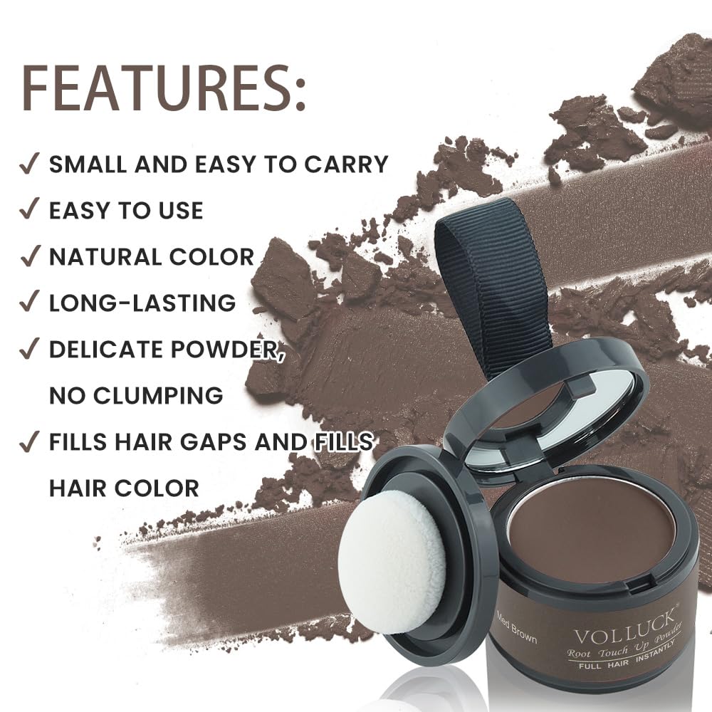 VOLLUCK Root Touch Up Powder travel-friendly compact for on-the-go touch-ups.