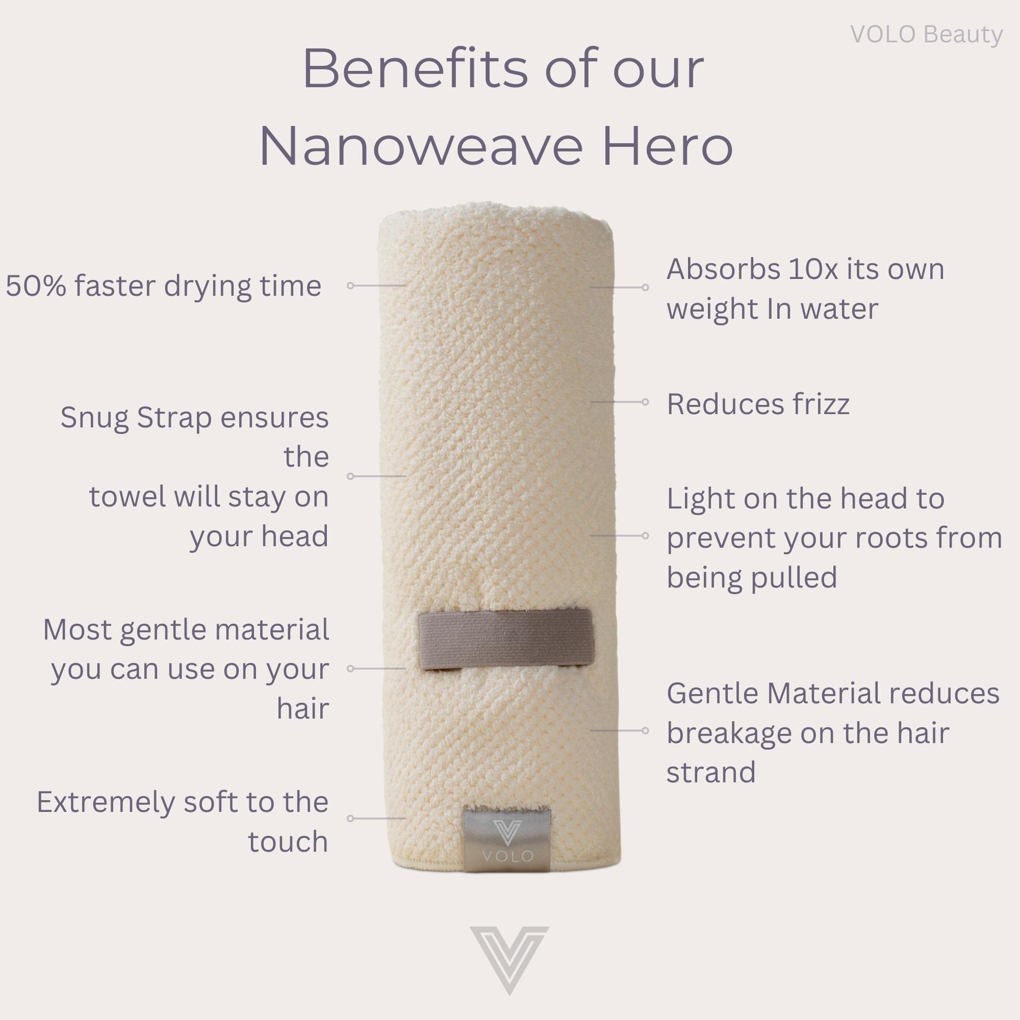 VOLO Hero Hair Towel large wrap fits all hair types comfortably