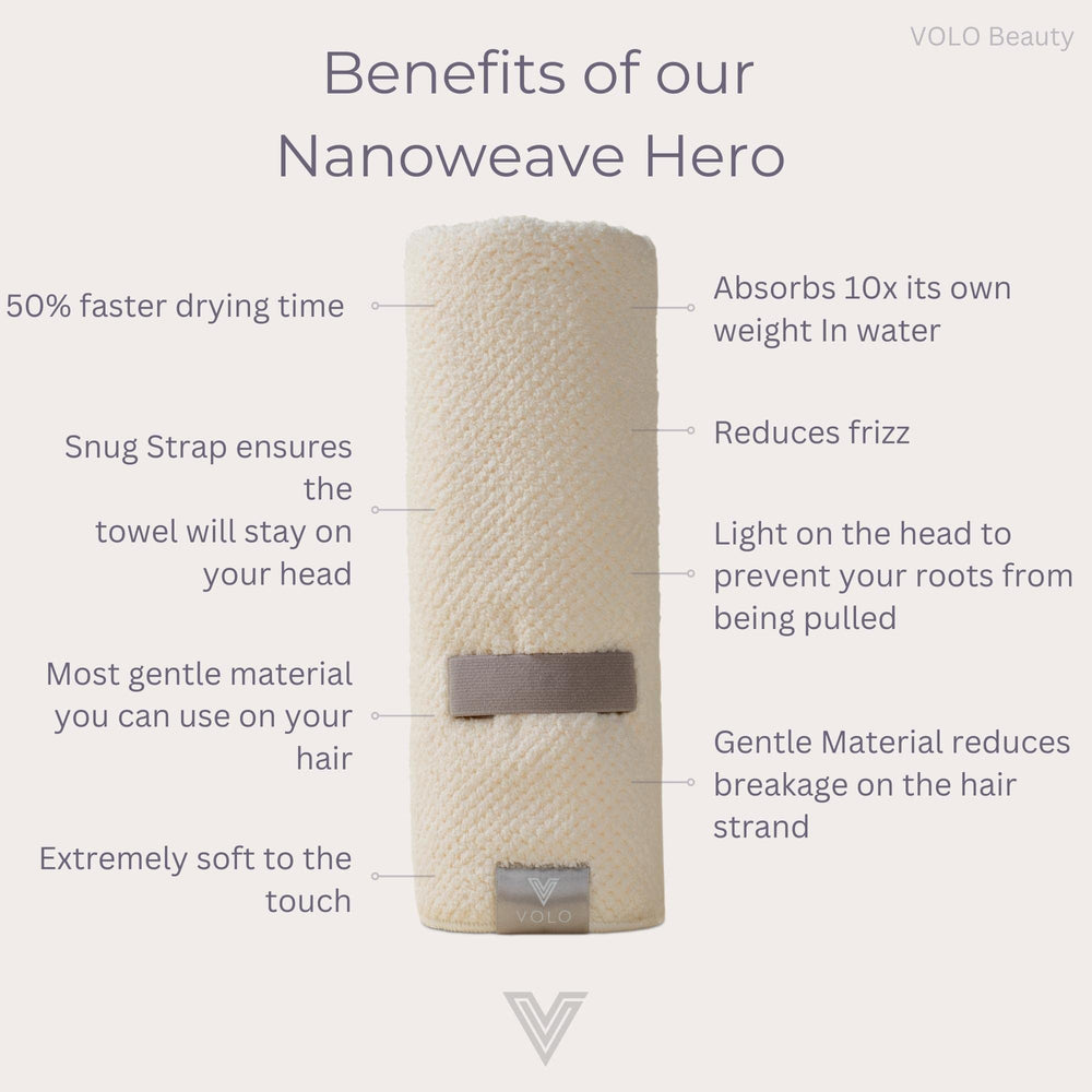 VOLO Hero Hair Towel large wrap fits all hair types comfortably