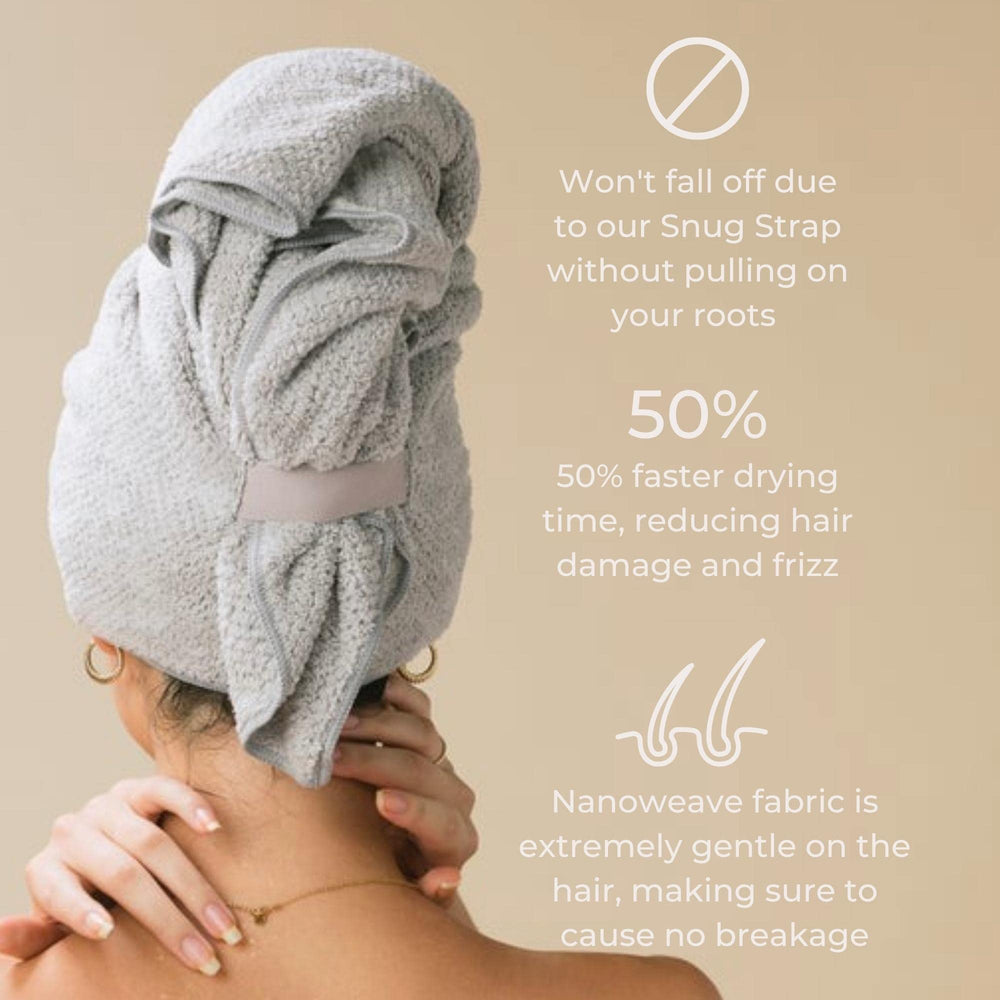 VOLO Hero towel indicates 50% faster drying after shower.