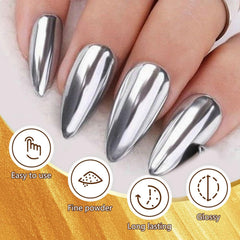 Vonrui efecto espejo cromo en uñas, brillo llamativo