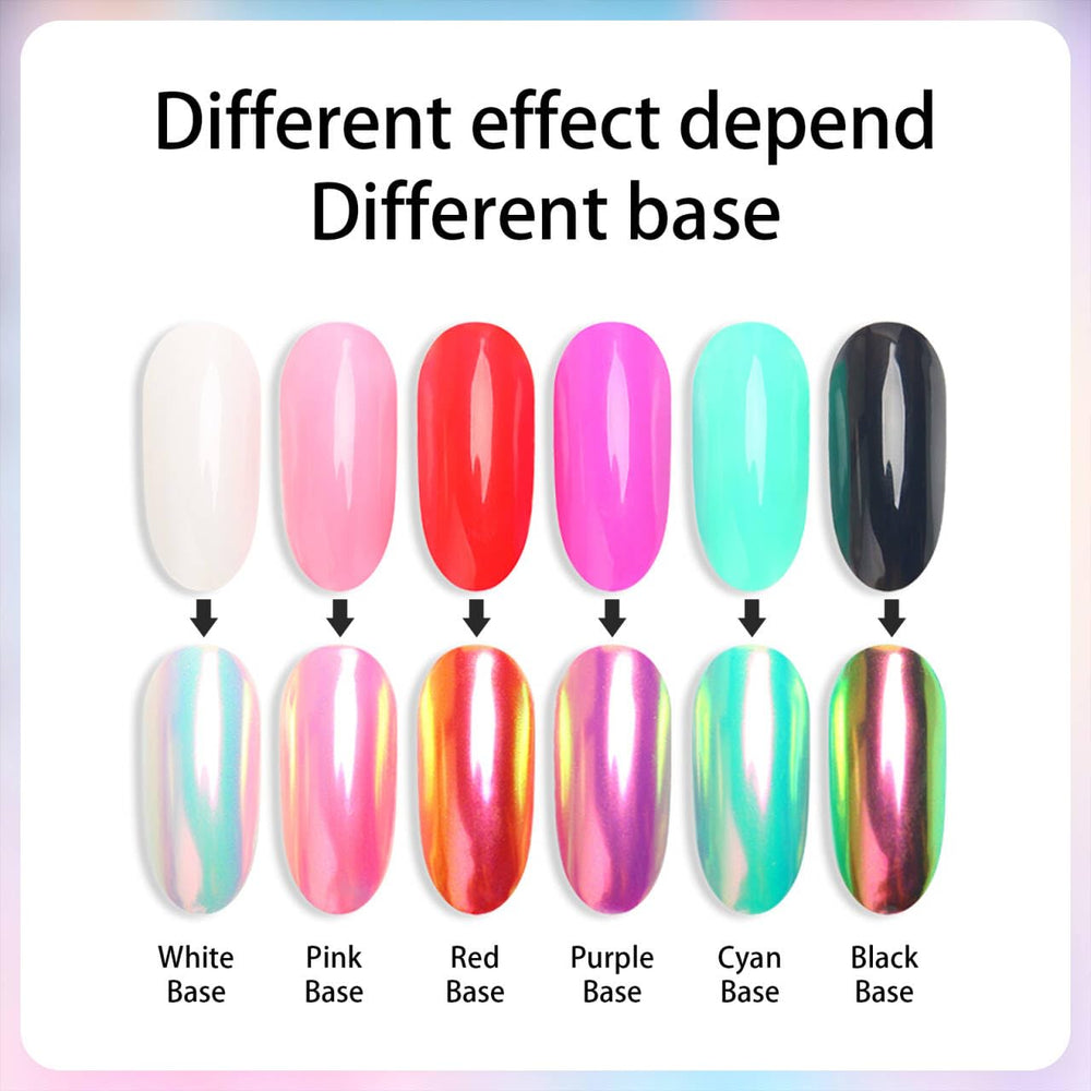 Vonrui pigment powder for nails creates a vivid mirror look when paired with base coats
