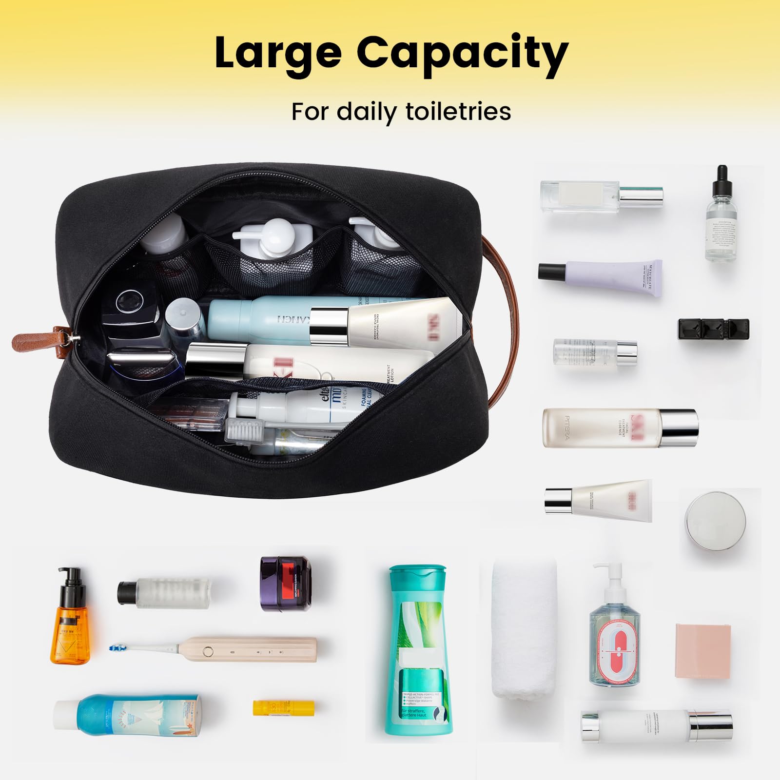 Vorspack leather handle and SBS zipper offer sturdy carrying and reliable closure.