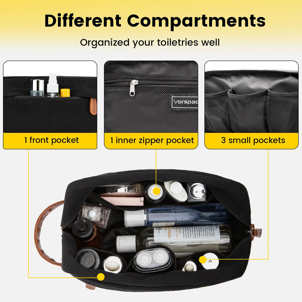Vorspack travel toiletry bag front pocket for fast grab-and-go items during travel