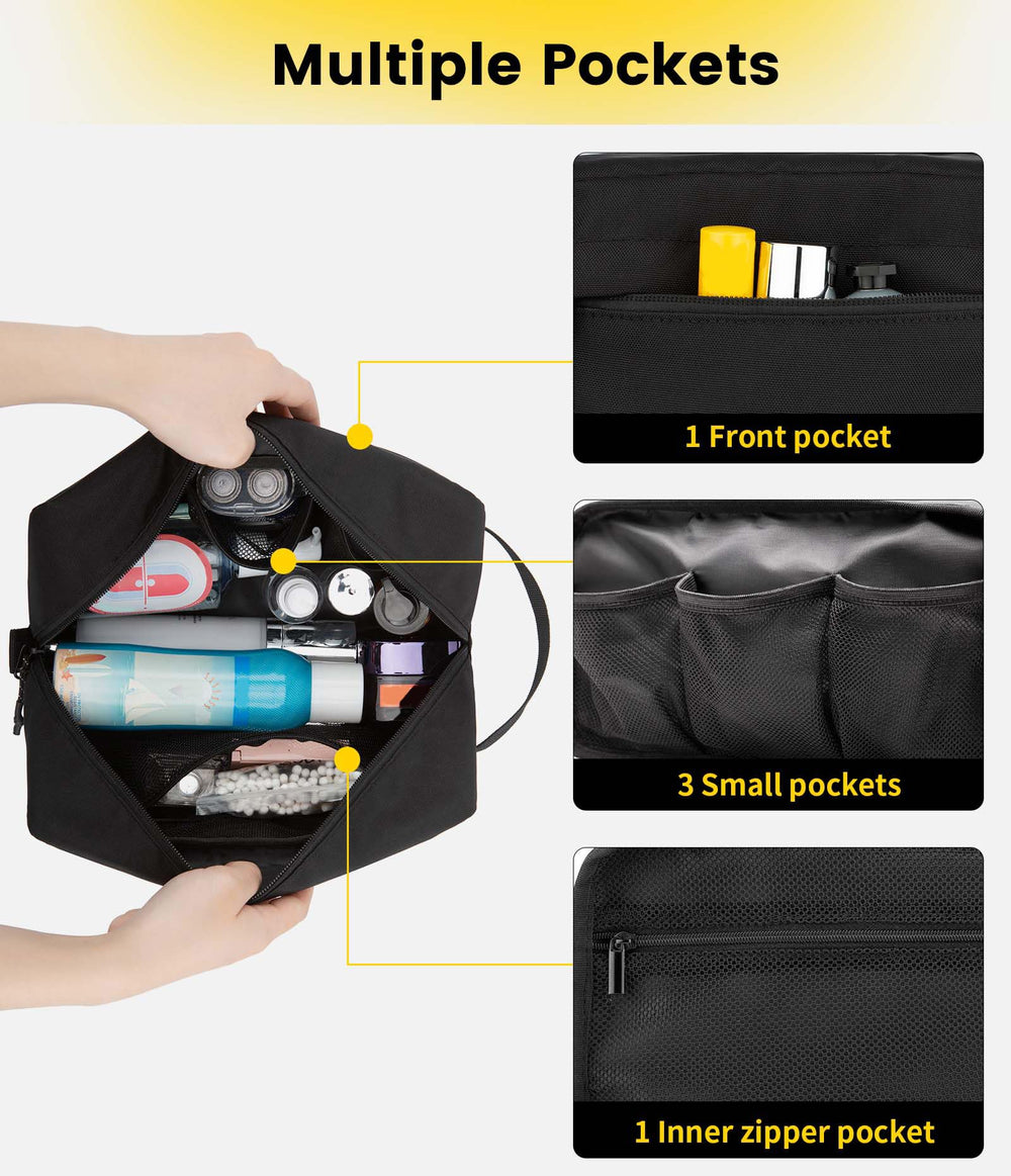 Front zip pocket on the Vorspack toiletry bag for quick-access storage.