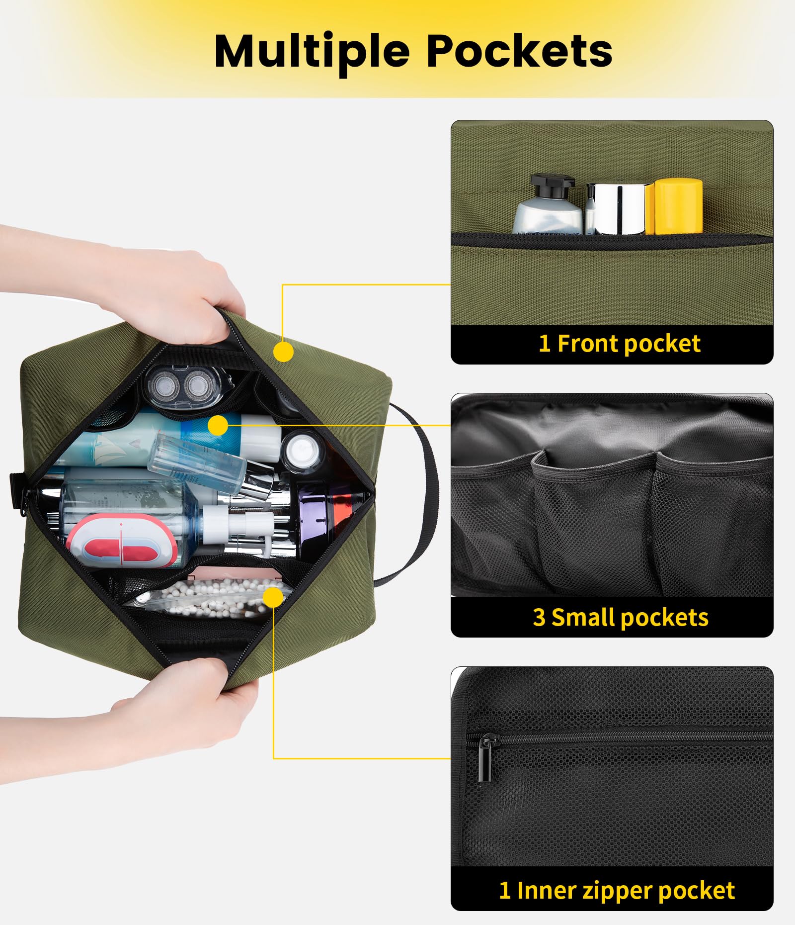 Interior mesh pockets keeping small items neatly separated and accessible.