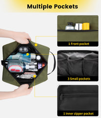 Interior mesh pockets keeping small items neatly separated and accessible.