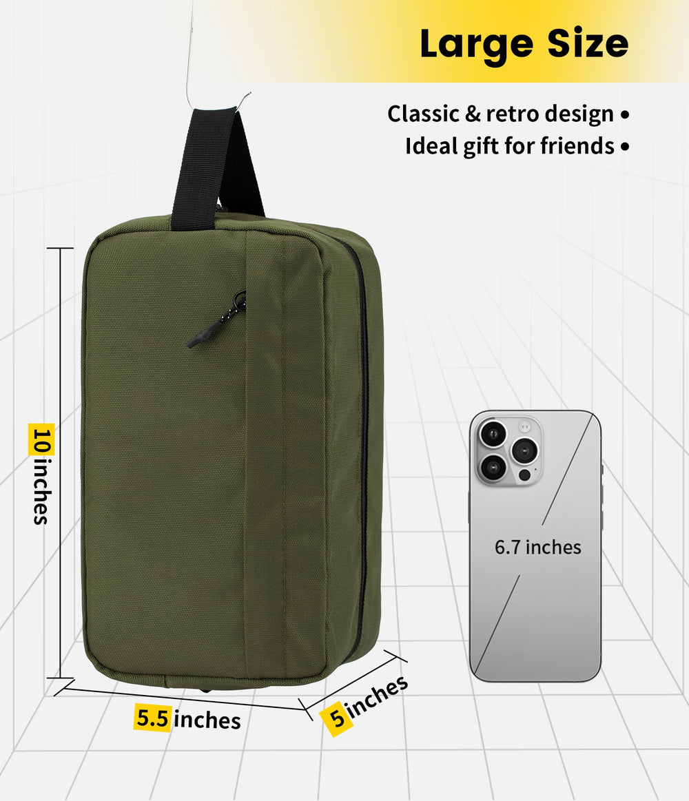 Main compartment of the Vorspack bag holding skincare and grooming essentials.