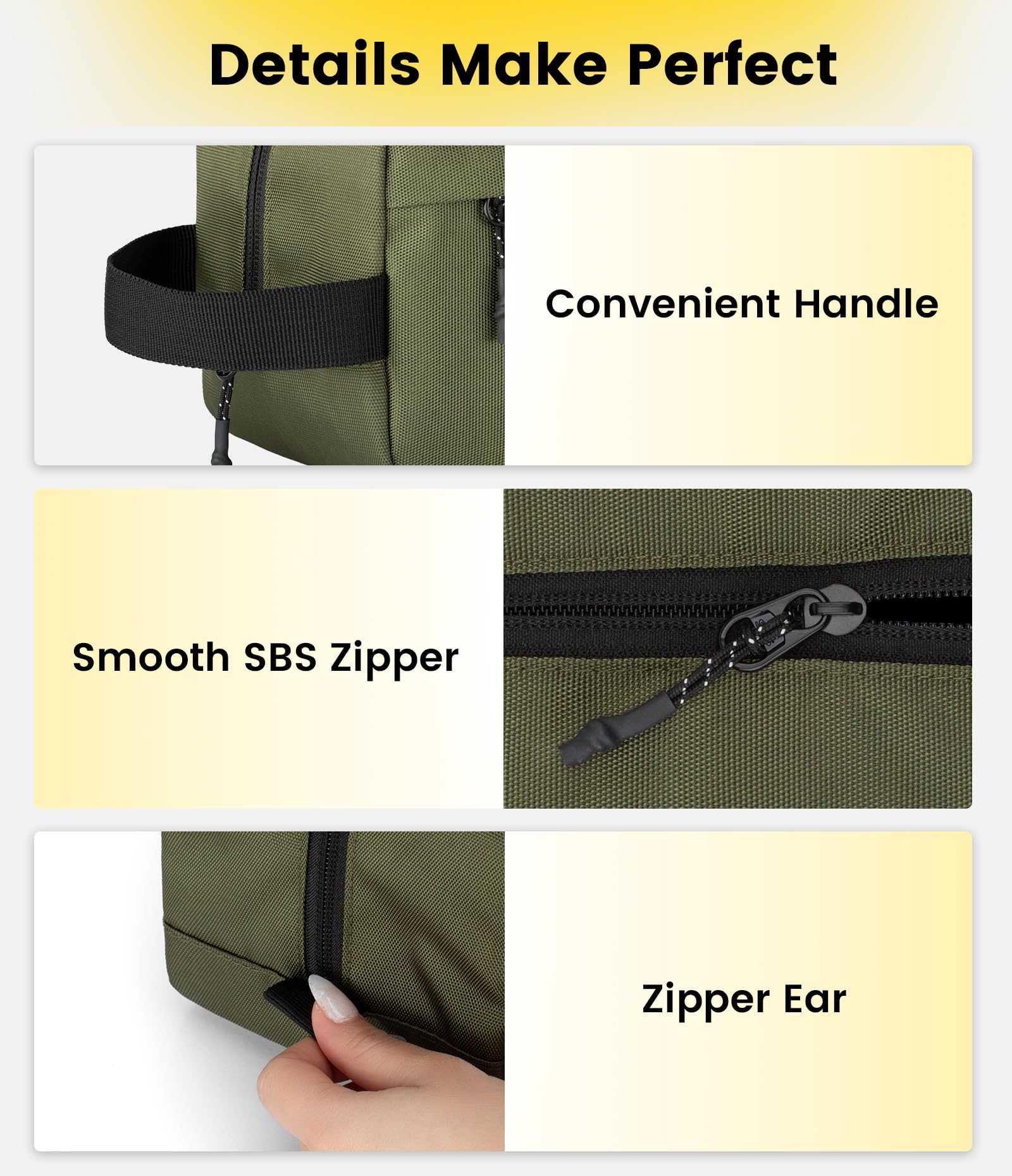 Close-up of durable polyester material resisting splashes and wear.
