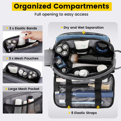 Vorspack travel toiletry bag wet-dry separation helps keep items clean and organized