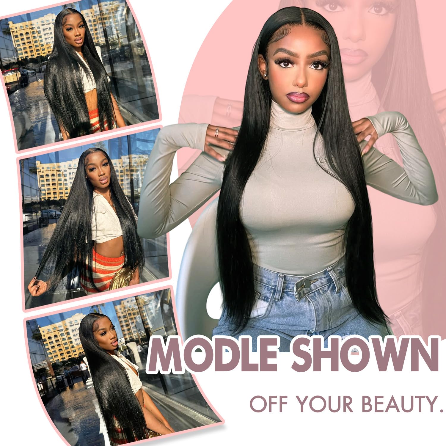 Vorynix 200% density straight human hair wig provides fullness and body.