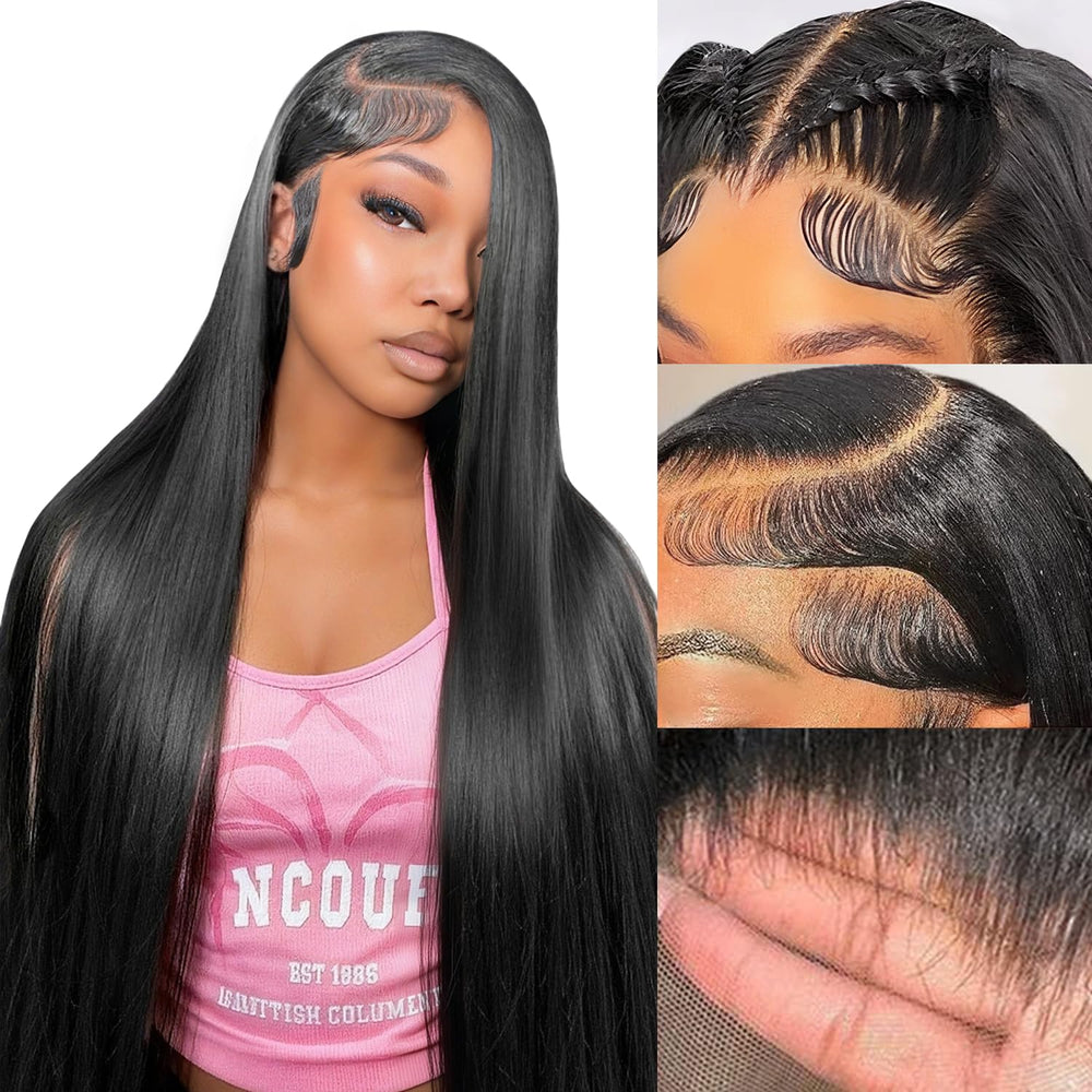 Vorynix 32 inch straight wig with 13x6 lace front for a natural hairline.