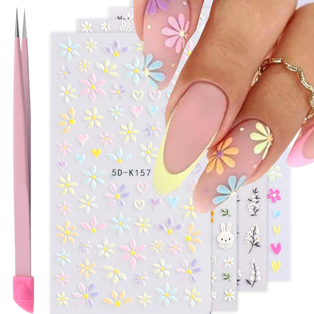 VOTACOS flower nail stickers with daisy patterns for easy at-home manicures