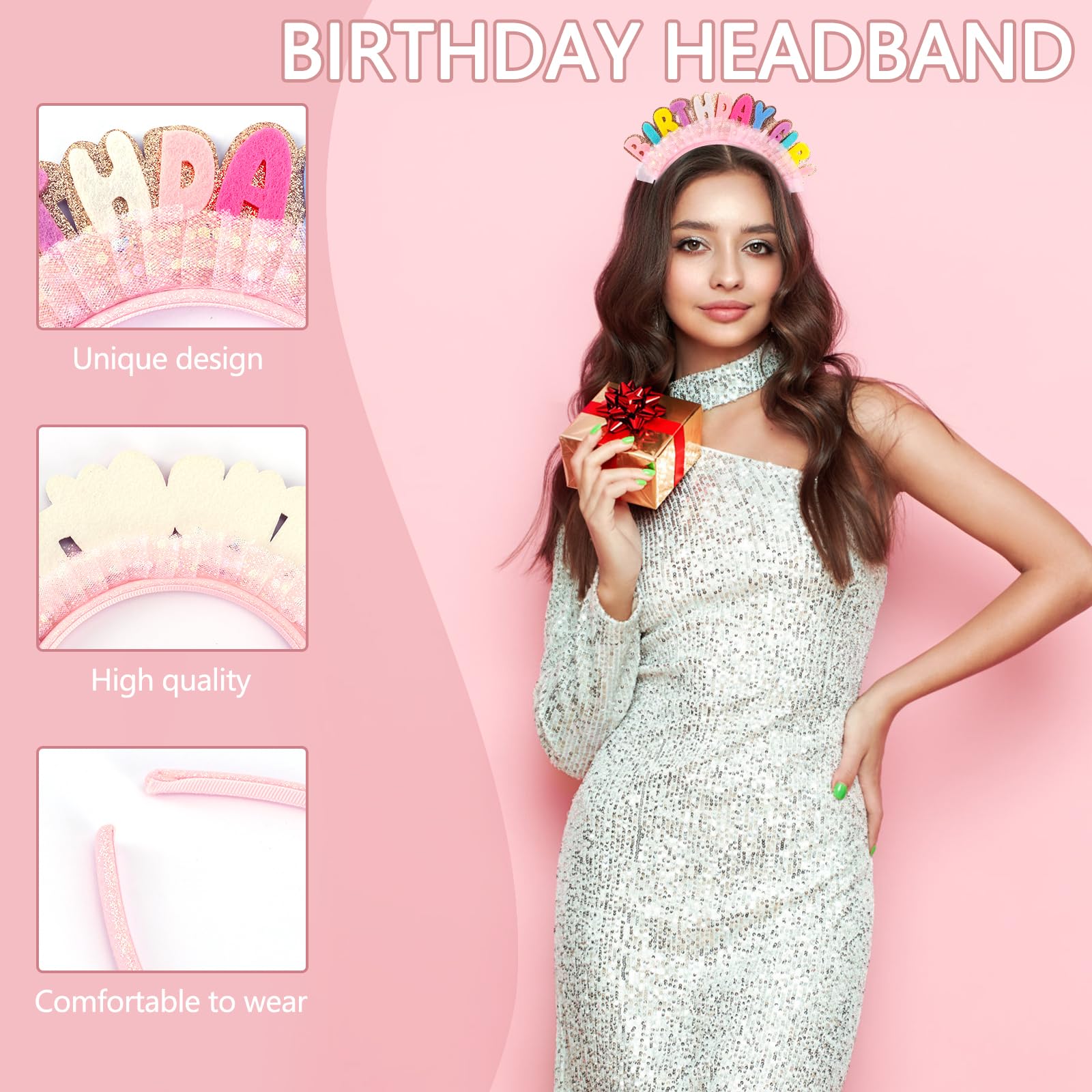Vovii diadema feliz cumpleaños, ligera y cómoda para uso durante todo el día.