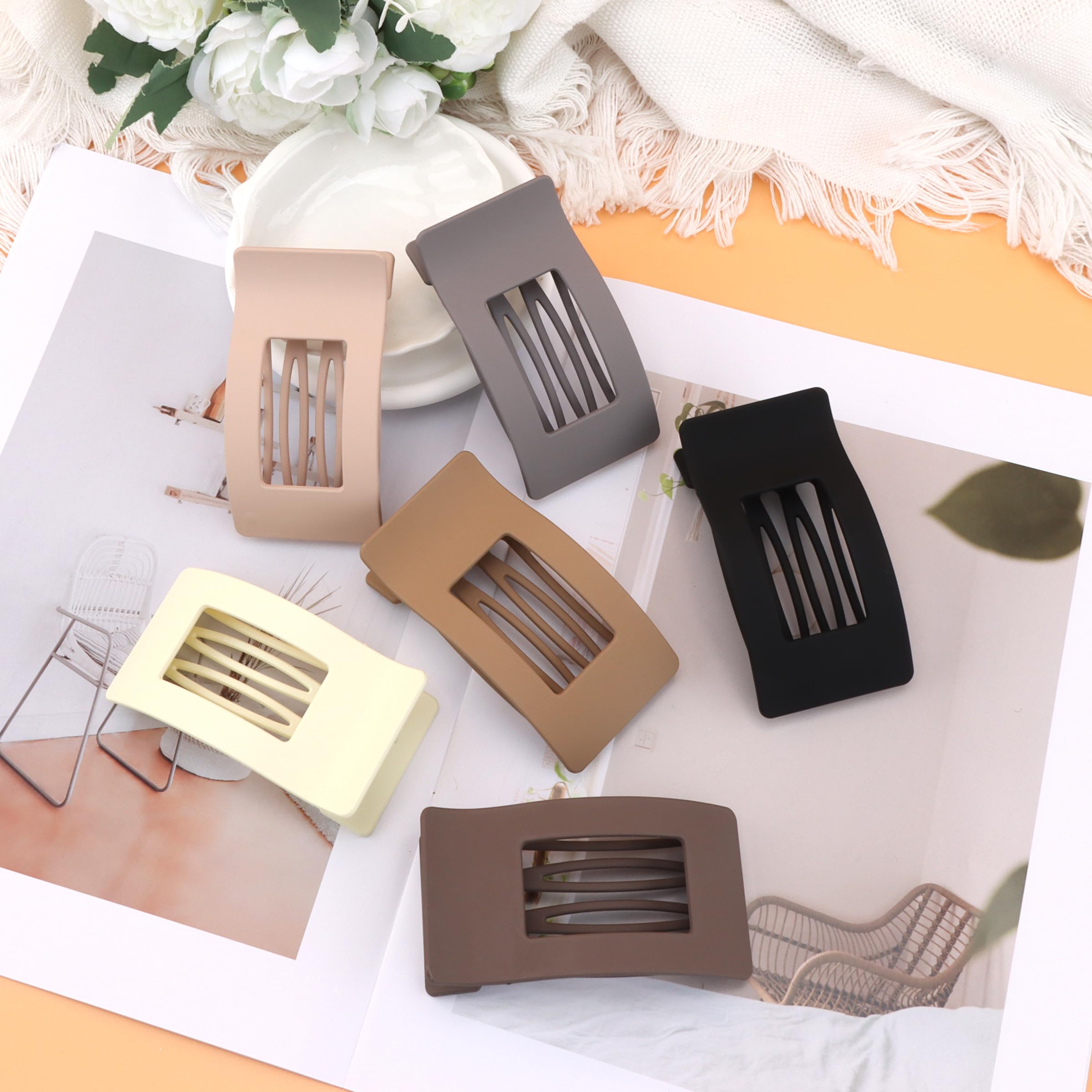 Conjunto de 6 pinzas planas Vovii para cabello grueso