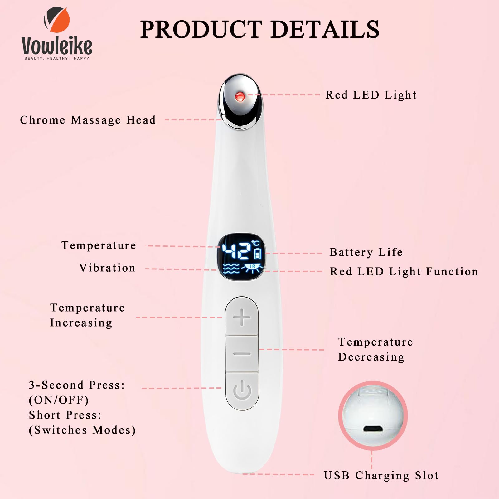 Vowleike Eye Lift Wand compact design for portable skincare on the go.