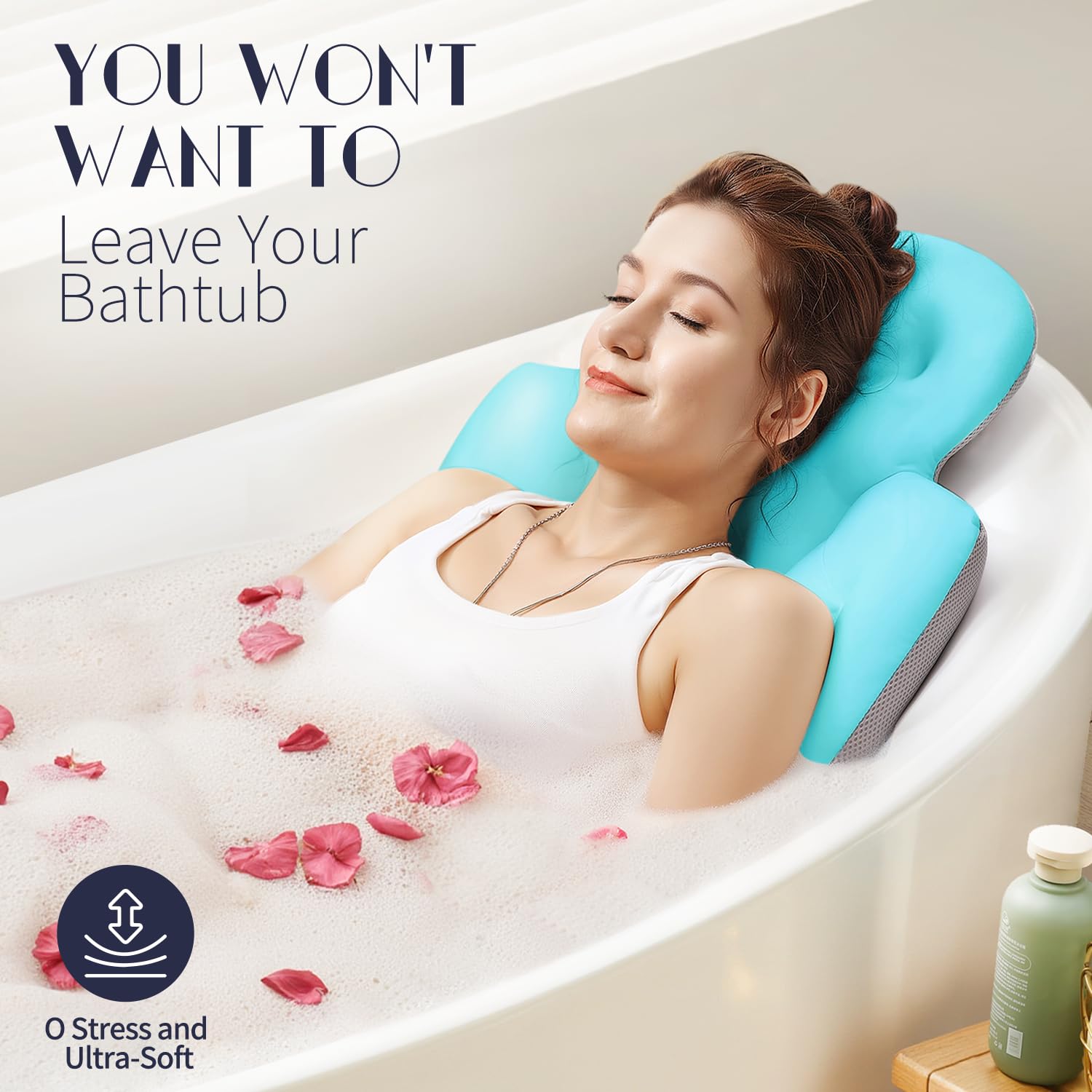 VOXOR bath pillow with 160 suction cups stays firmly in place.